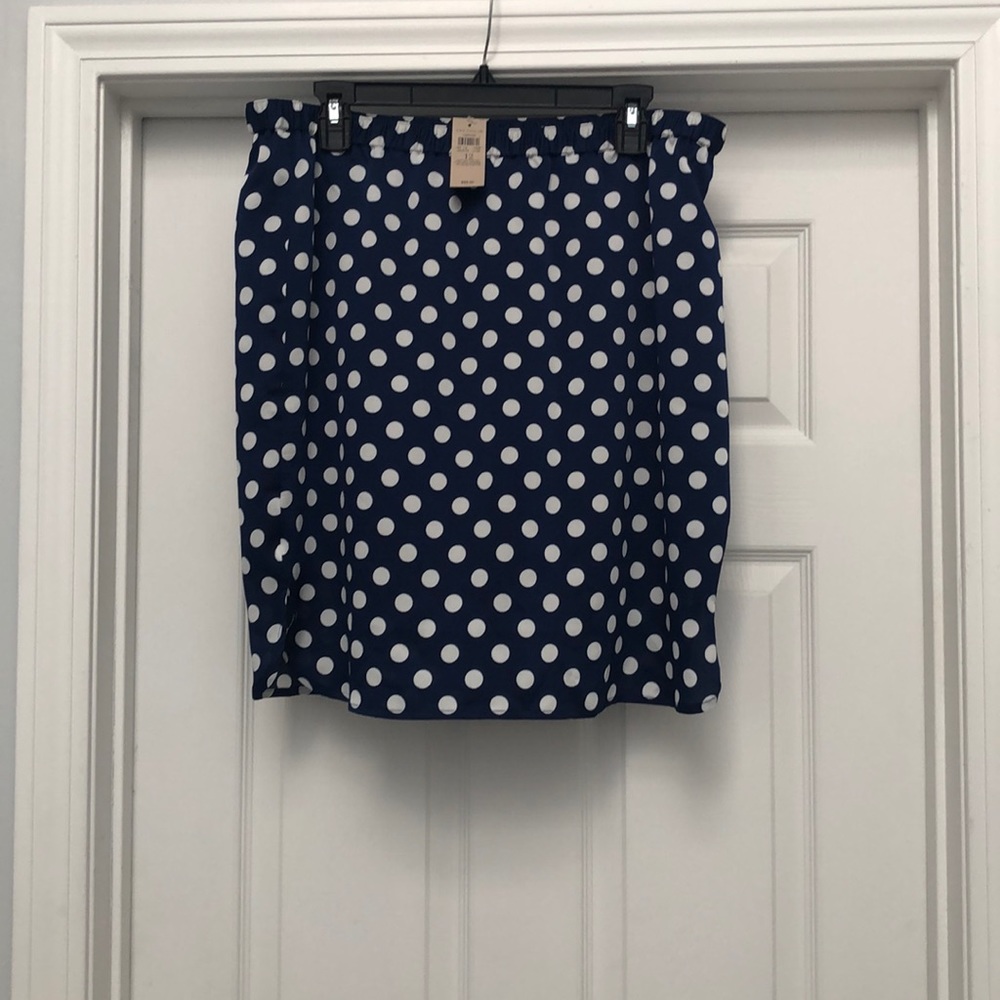 NWT Ann Taylor blue and white polka dot skirt
